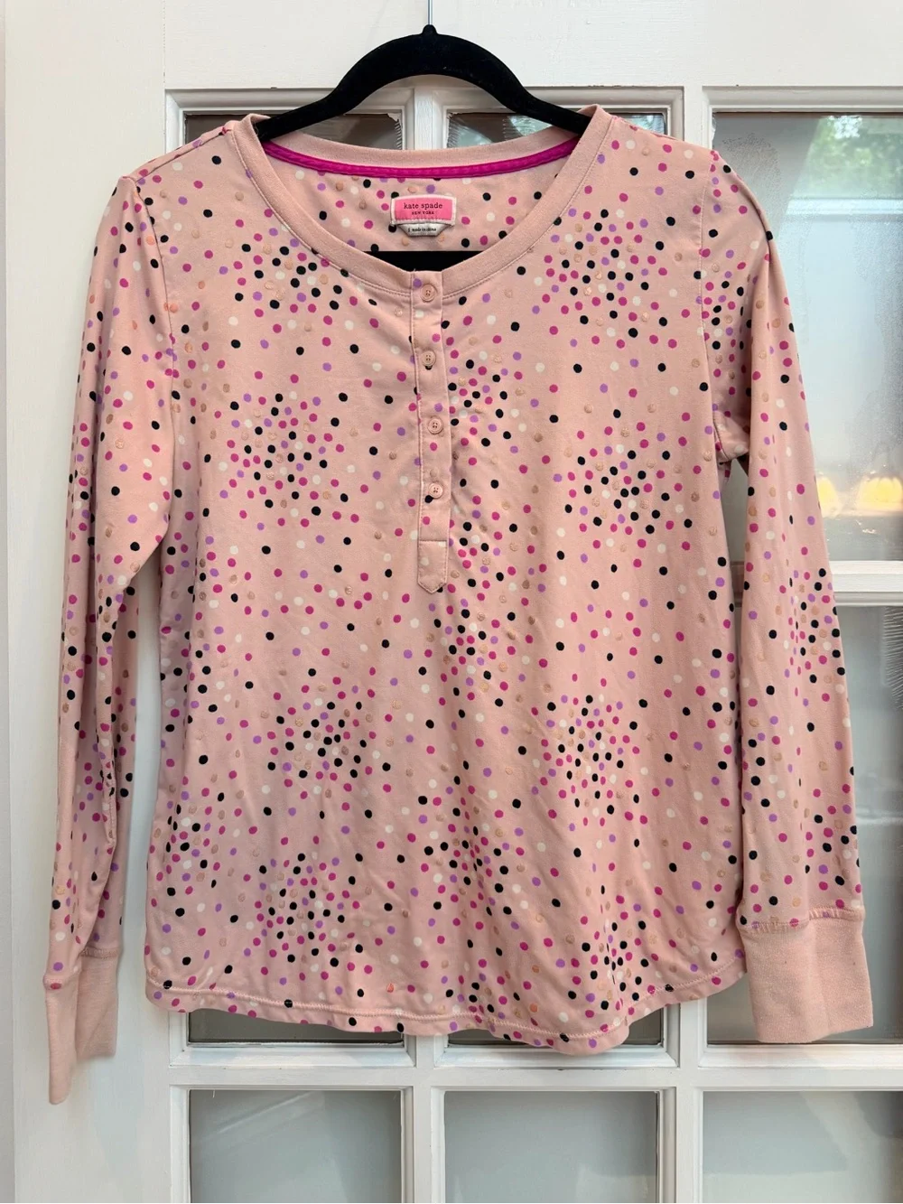 kate spade New York Festive Confetti Dot Pajama Top In Pink Polka Dot Size S